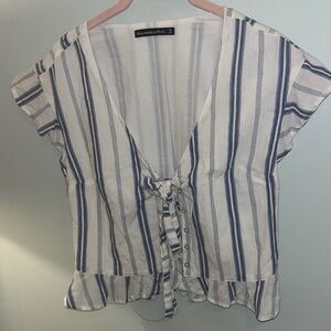 Abercrombie & Fitch Blue and White Striped Blouse